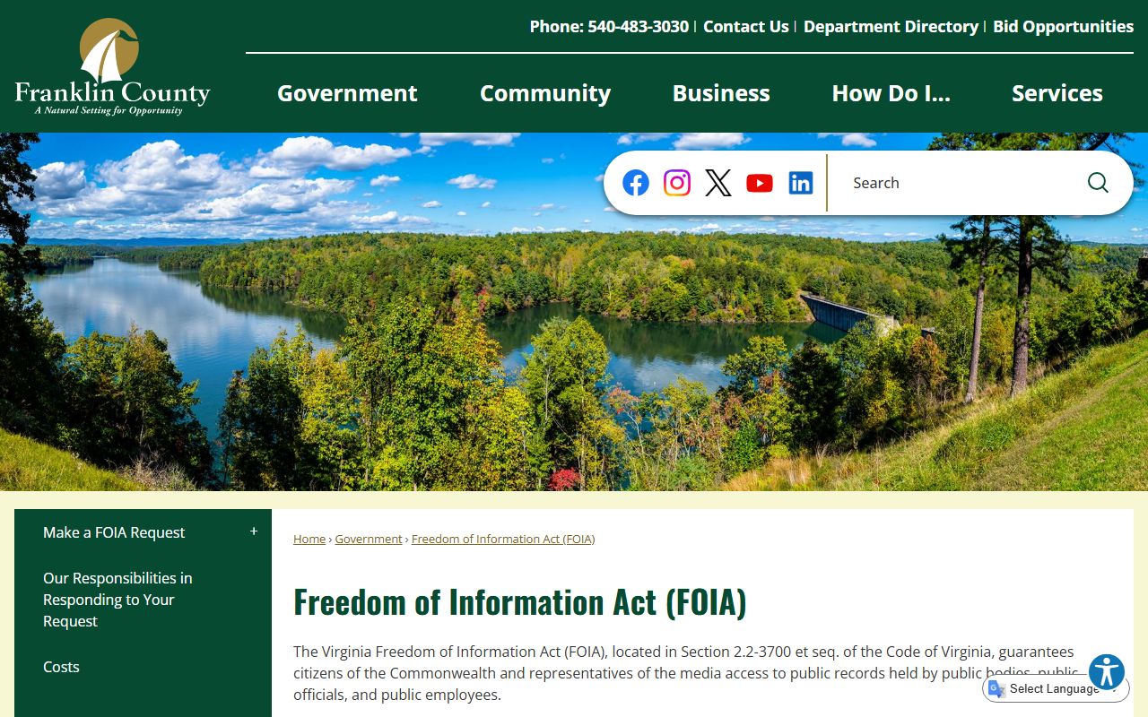 Franklin County Jail FOIA public records request source