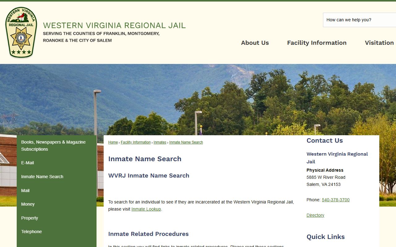 Franklin County inmate records WVRJ inmate name search